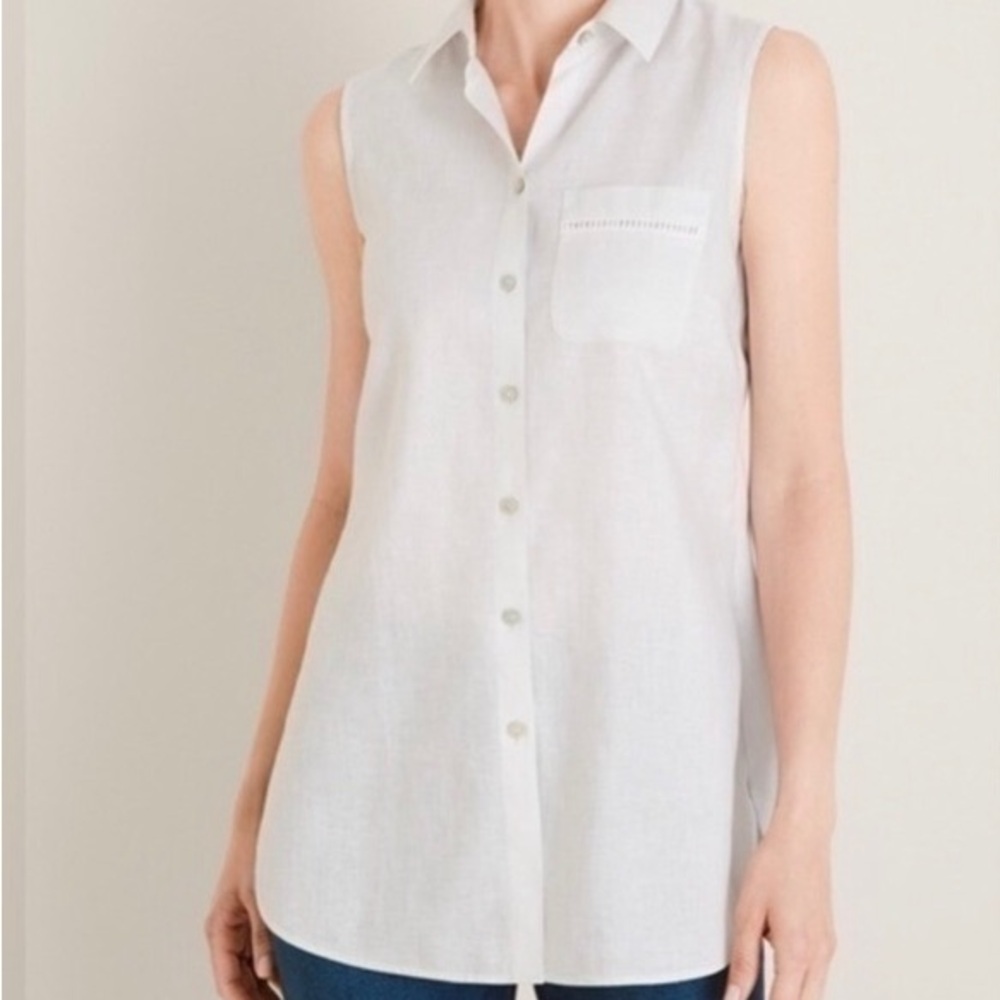 Chico’s No-Iron Sleeveless Linen Tunic